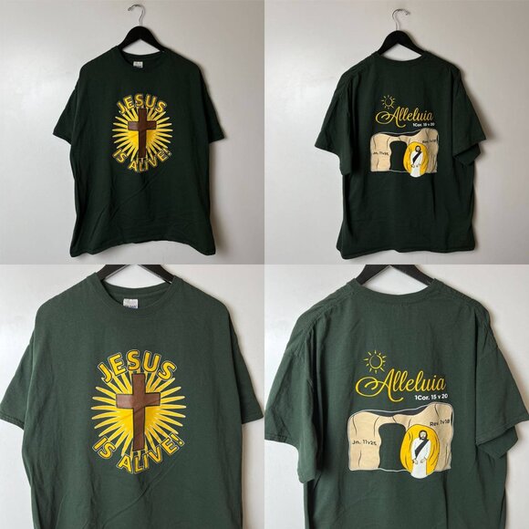 Jesus is Alive T Shirt Vintage Y2K Extra Large XL Adult Green Graphic Tee - Picture 11 of 16